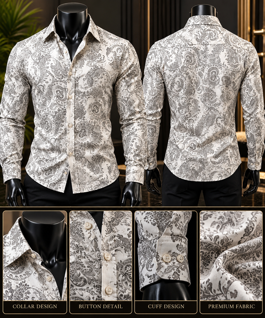 White Luxe Paisley Shirt 🌫️