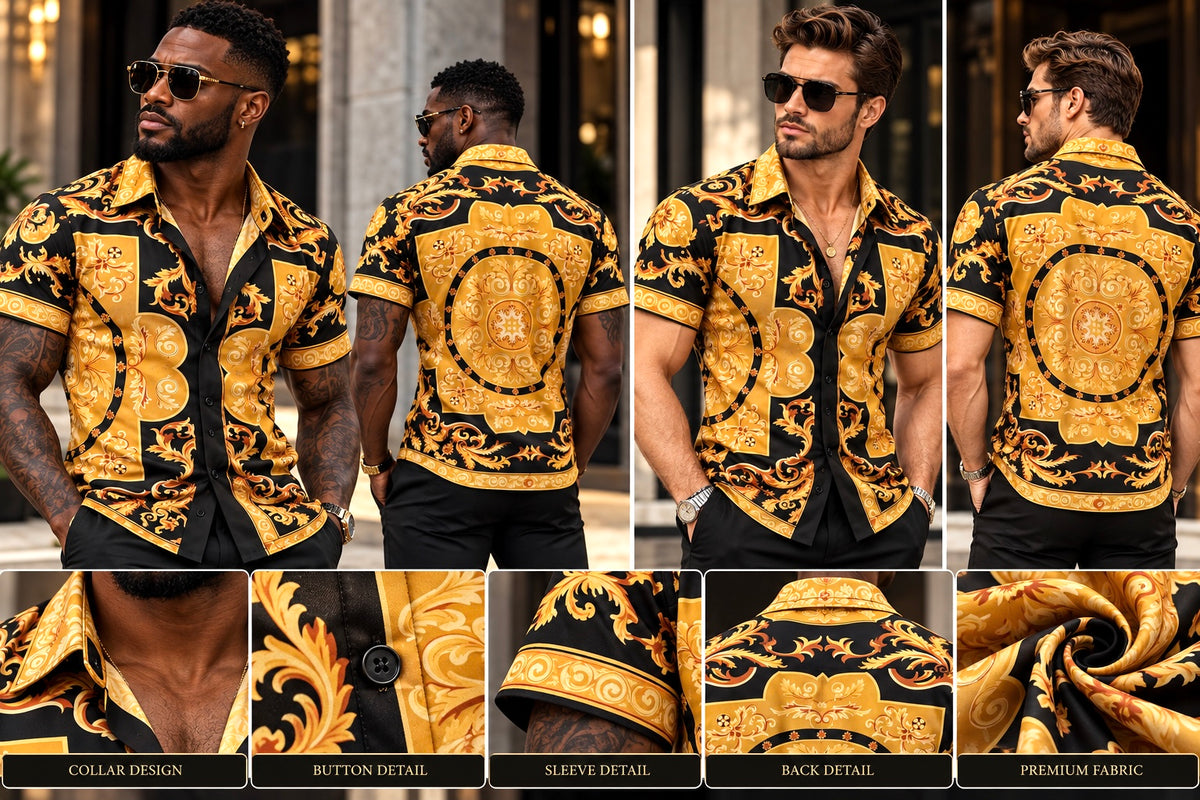 Royal Gold Baroque Shirt 👑🖤✨