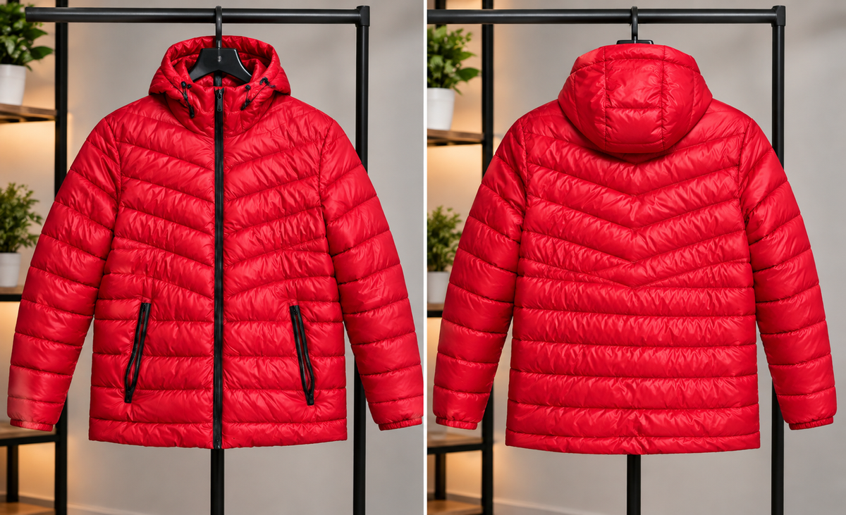 Original Kenneth Cole RED WHITE AND BLACK Hooded Puffer Jacket 🧥 

Stay warm and stylish with this original Kenneth Cole red puffer jacket. 🔥